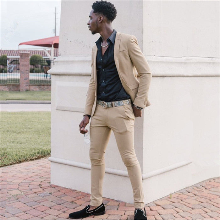 Elegant 2-Piece Khaki Groom & Groomsmen Suits