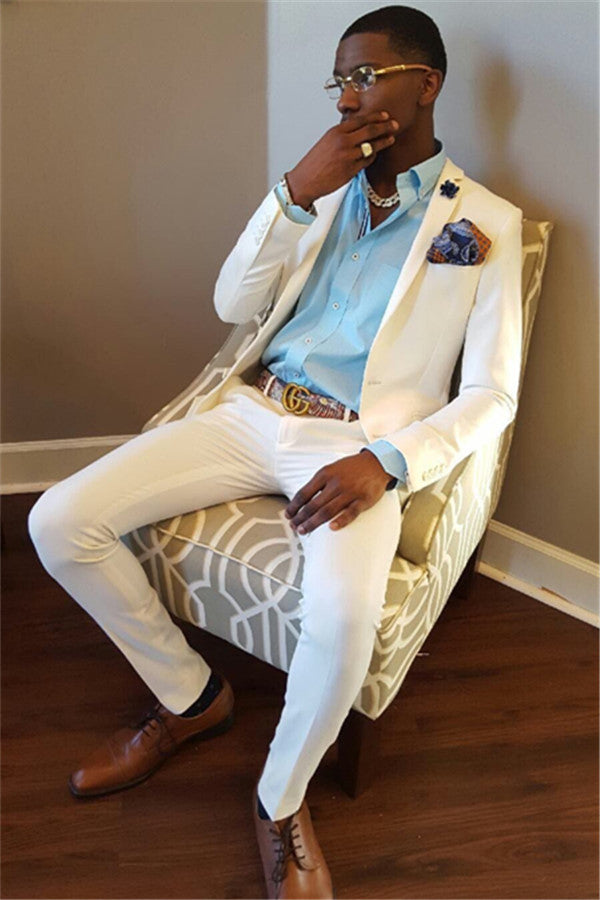 2 Pieces Bespoke White Designer Suits for Your Wedding Day