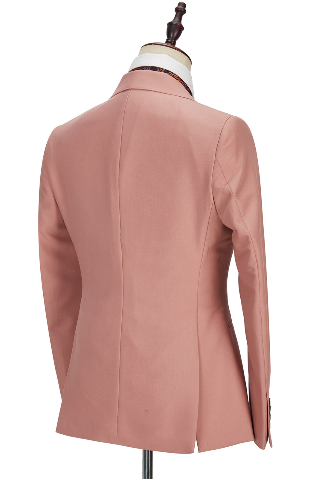 3 Piece Marriage Suit with Peak Lapel for Men - Pink 2 Buttons