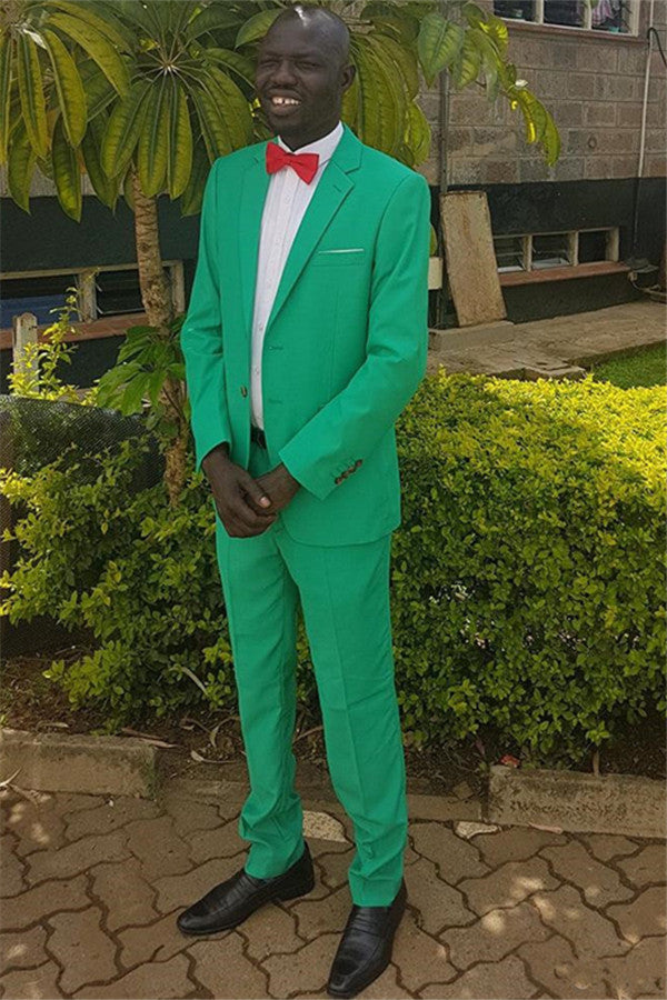 Newest Green Elegant Formal Business Prom Suit for Men with Notched Lapel