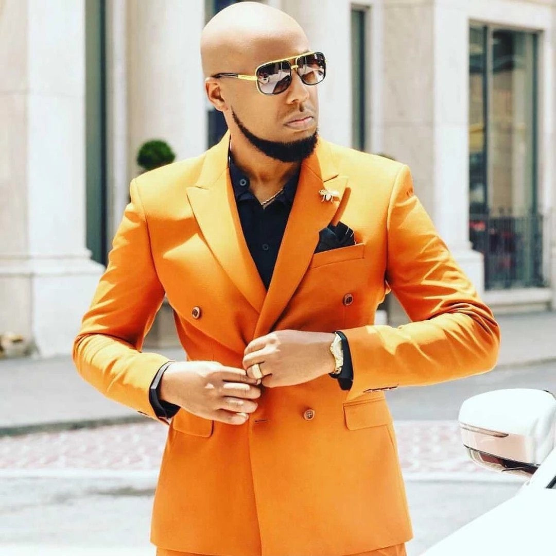 Shine in Style: Best Prom Suits for Guys with Orange Peaked Lapel