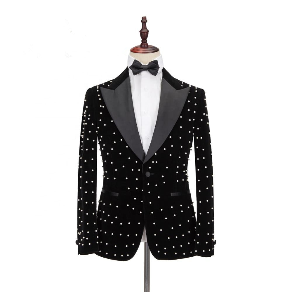Gorgeous Prom Outfit for Guys - Black Peaked Lapel Casual Look