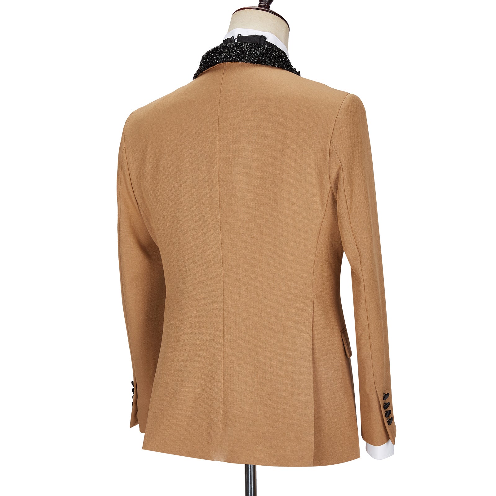 Gavin New Arrival Men's Khaki Sparkle Shawl Lapel One Button Suit