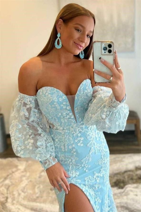 Sparkly Baby Blue Mermaid Sweetheart Evening Dress - Online for Grad Party Pink
