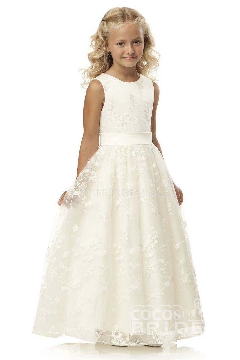 Lace-Accented White Ball Gown for Flower Girls