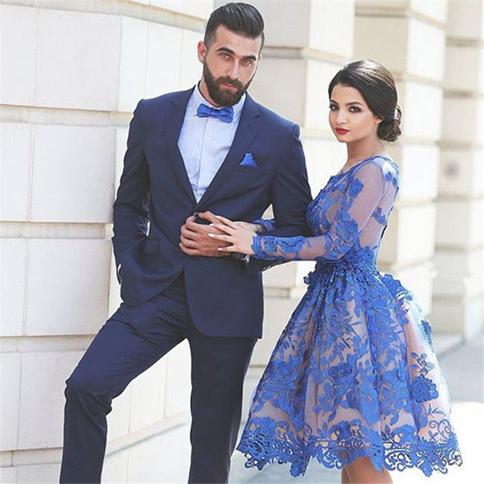 2 Pieces Dark Navy Business Suit for Parties