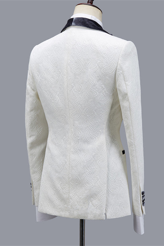 Maverick Jacquard Easy Fit Shawl Lapel Wedding Suit for Men