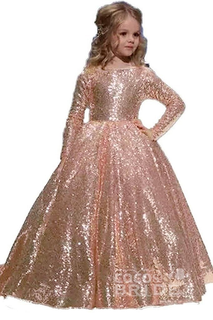 Glamorous Golden Scoop Neck Princess Dress