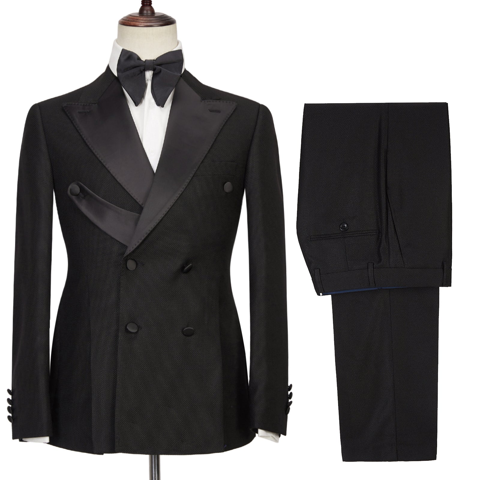 Gavin Latest Design Men's Suits: Black Double Breasted Peaked Lapel Best Fitted