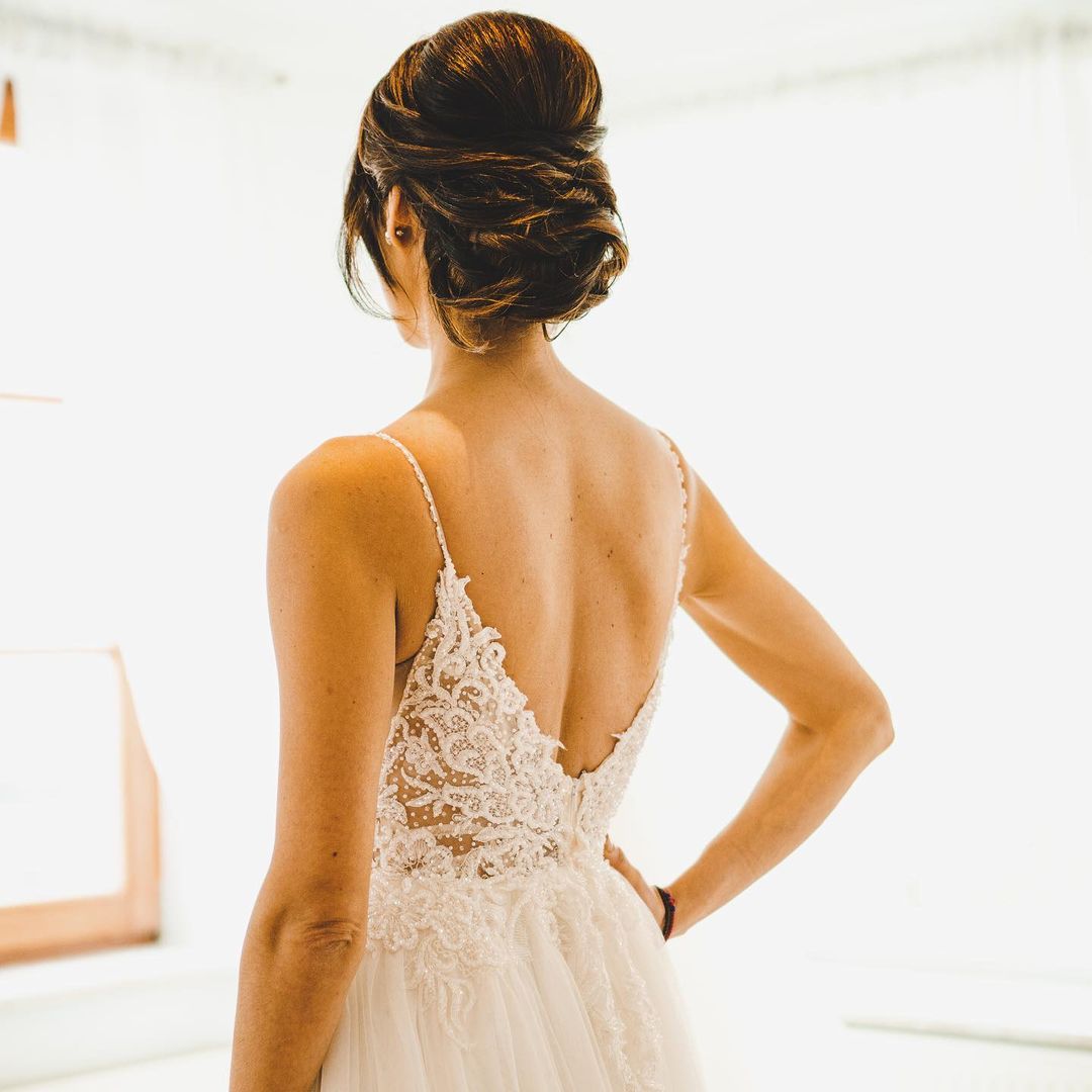 Modest A-line Spaghetti Straps Wedding Dress with Tulle