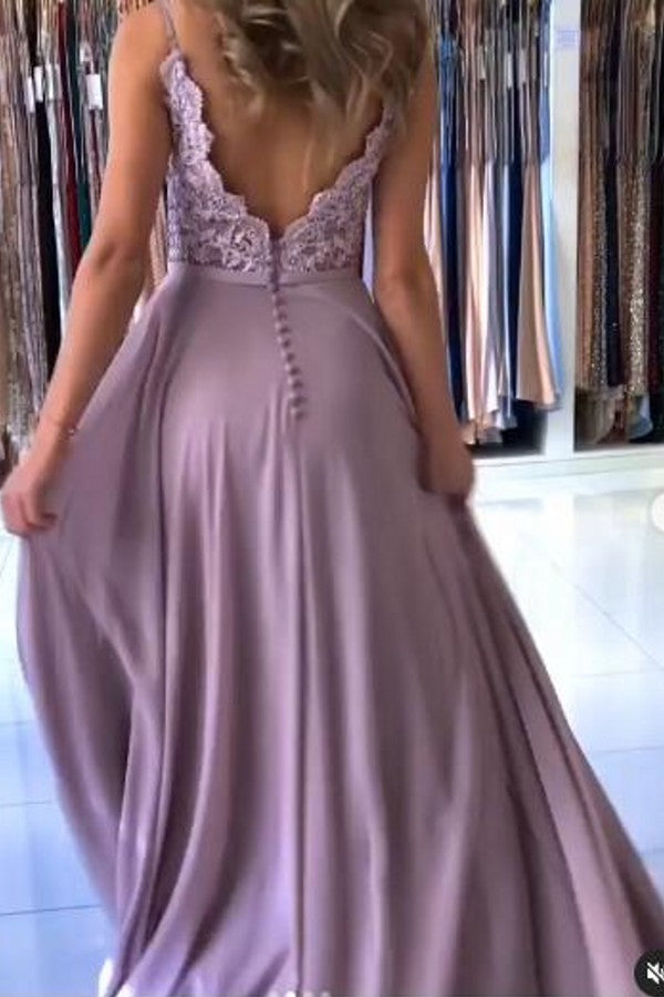 Mermaid Prom Dress with Spaghetti-Straps and Split Applique