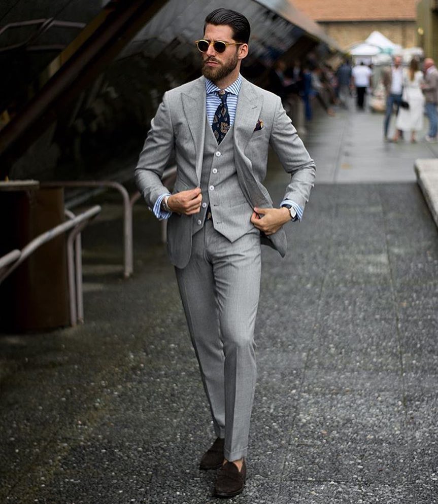 Prom Male Groom Suit - Classic Three Pieces Grey Suits On Sale