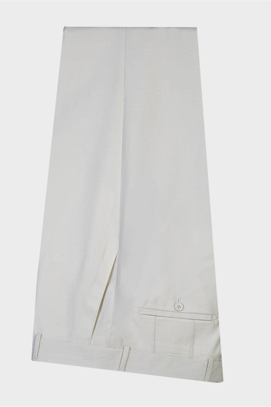 White Peaked Lapel Slim Fit Wedding Suit for Men by Lawrence