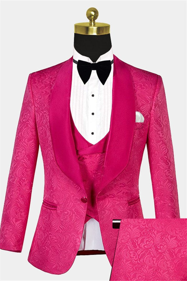 One Button Pink Wedding Suits for Groom