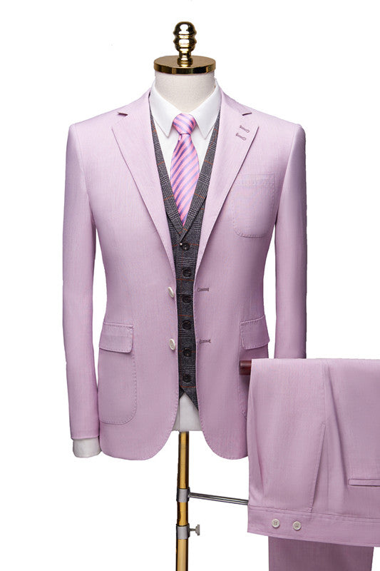 Three Piece Purple Tuxedo Outfit for Men with Notched Collar