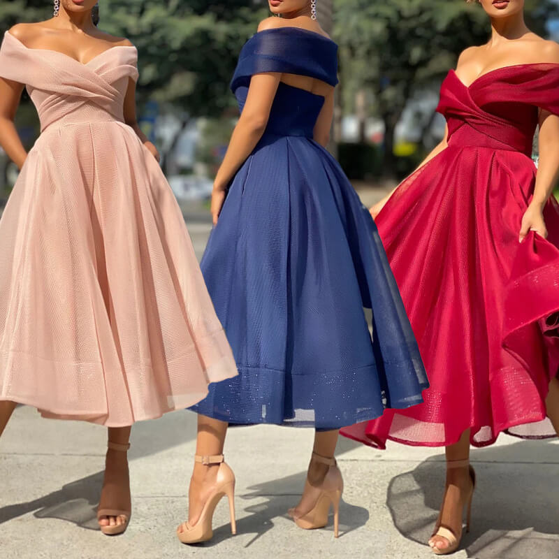 Burgundy Off The Shoulder Evening Dress A Line Short