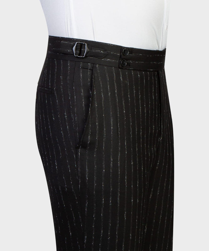 Ernest Modern Black Stripe 3-Pieces Men Suits with Peaked Lapel Slim Fit
