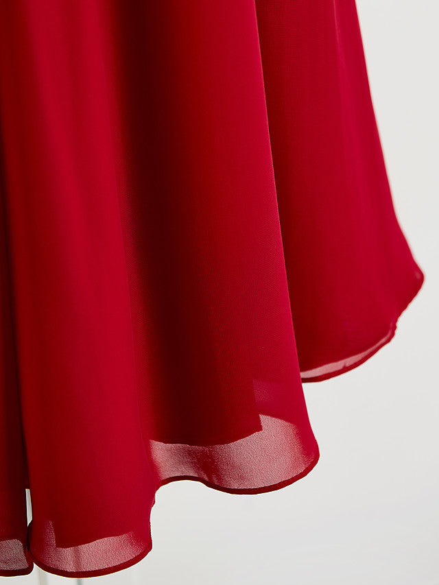 A-Line Spaghetti Strap Floor Length Chiffon Junior Bridesmaid Dress with Sash Ribbon and Ruching