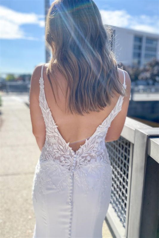 Mermaid Wedding Dress with Spaghetti-Straps Appliques