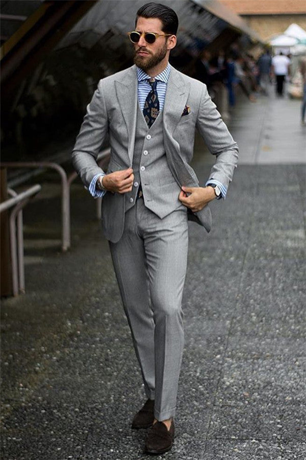 Prom Male Groom Suit - Classic Three Pieces Grey Suits On Sale