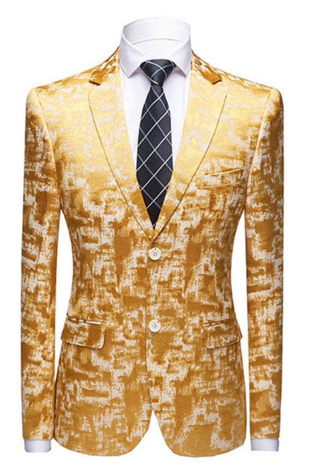 Handsome Western Suit for a Wedding - Bright Gold Notched Lapel