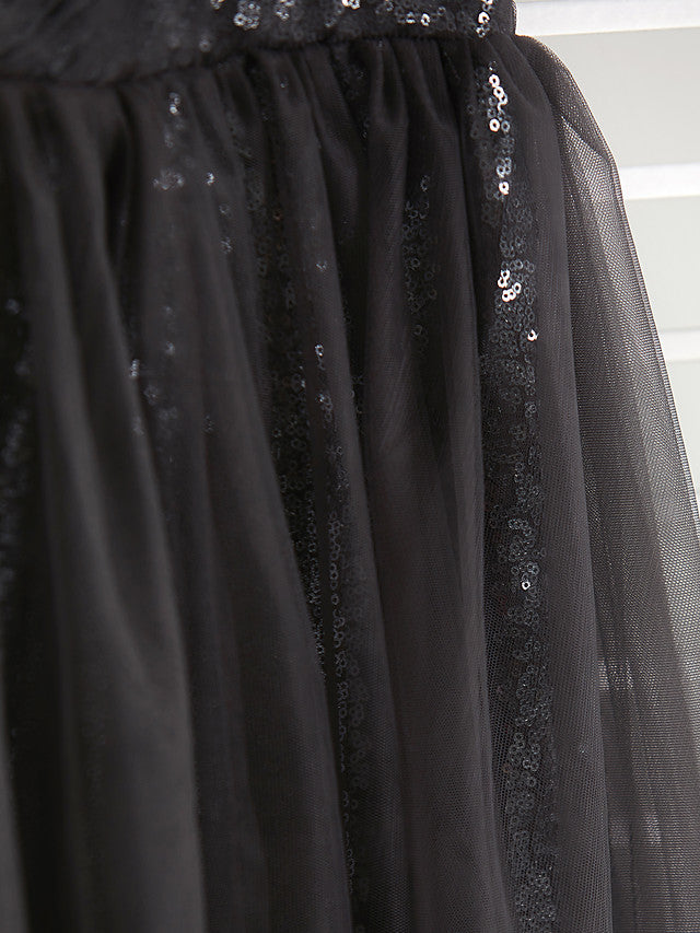 A-Line One Shoulder Flower Girl Dress Maxi Tulle with Beading