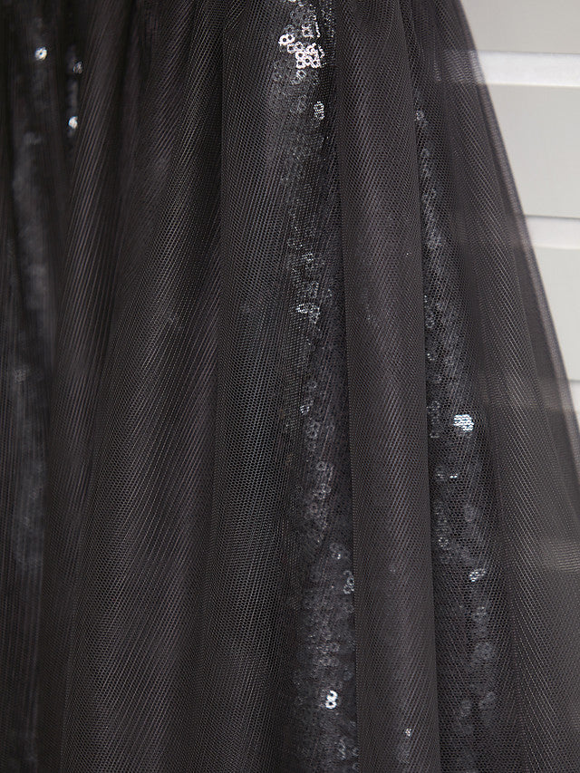 A-Line One Shoulder Flower Girl Dress Maxi Tulle with Beading