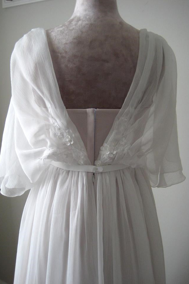 A Line Chiffon Lace Boho V Neck Wedding Dress With Belt