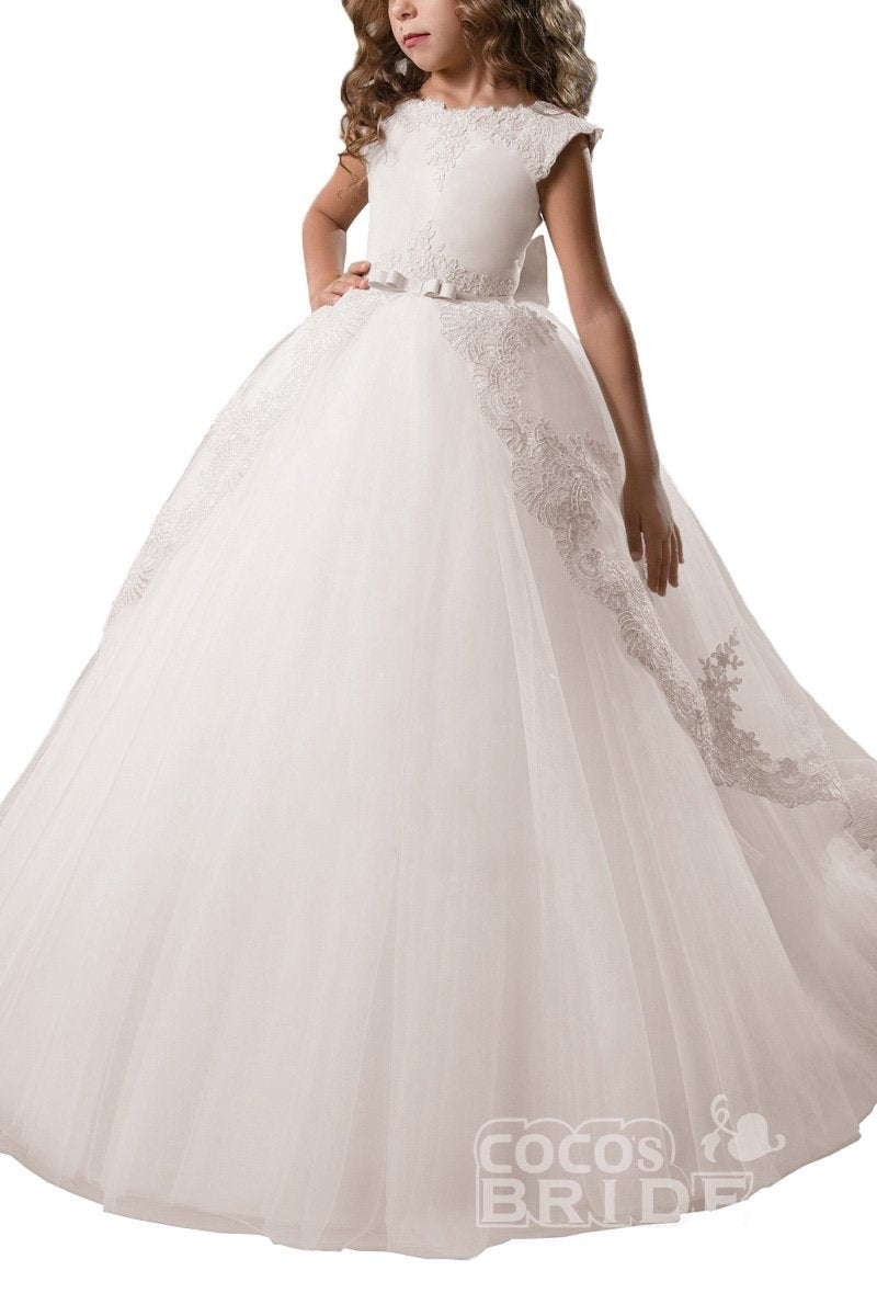 Scoop Neck Flower Girls Dress with Criss-Cross Straps