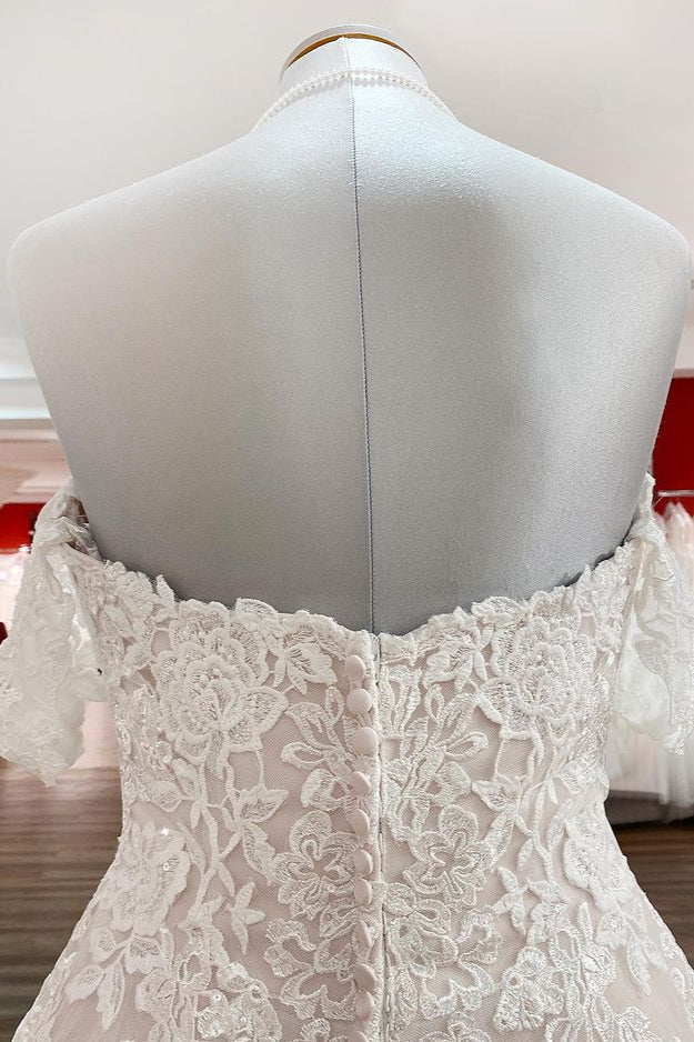 Modest Long Princess Wedding Dress with Tulle Lace Ruffles