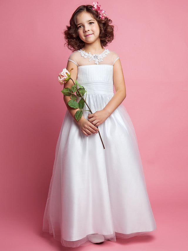 Princess A-Line Floor Length Flower Girl Dress for Weddings & First Communions