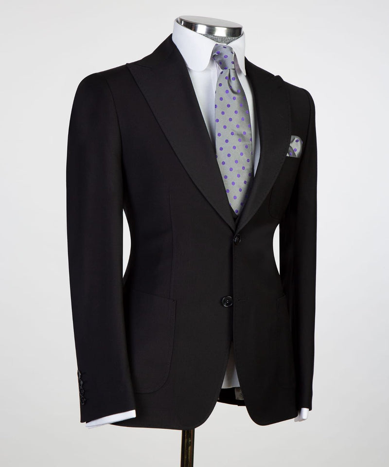 Duncan Newest Men Suits - Black Two Buttons Peaked Lapel For Business