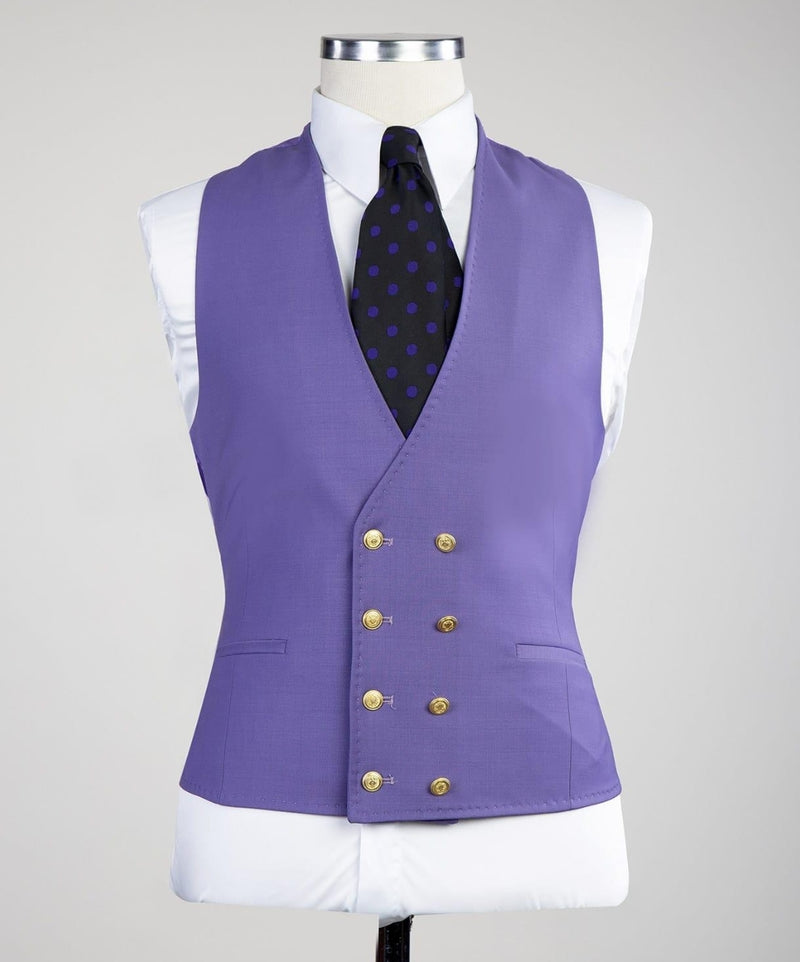 Best Fitted Men Suits - Clifford Chic Purple Peaked Lapel Three Pieces