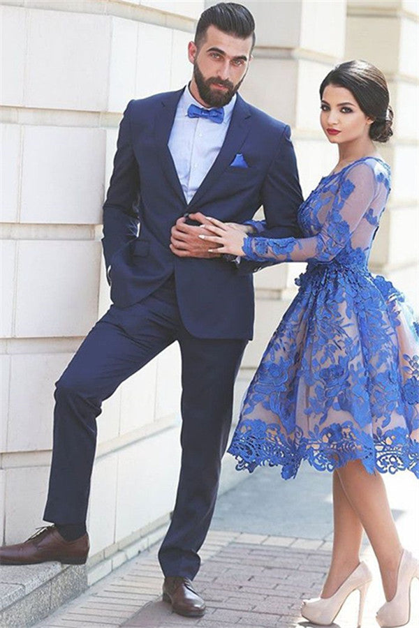 2 Pieces Dark Navy Business Suit for Parties