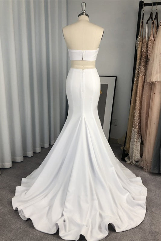 Stunning Two Pieces Mermaid Prom Dress - White