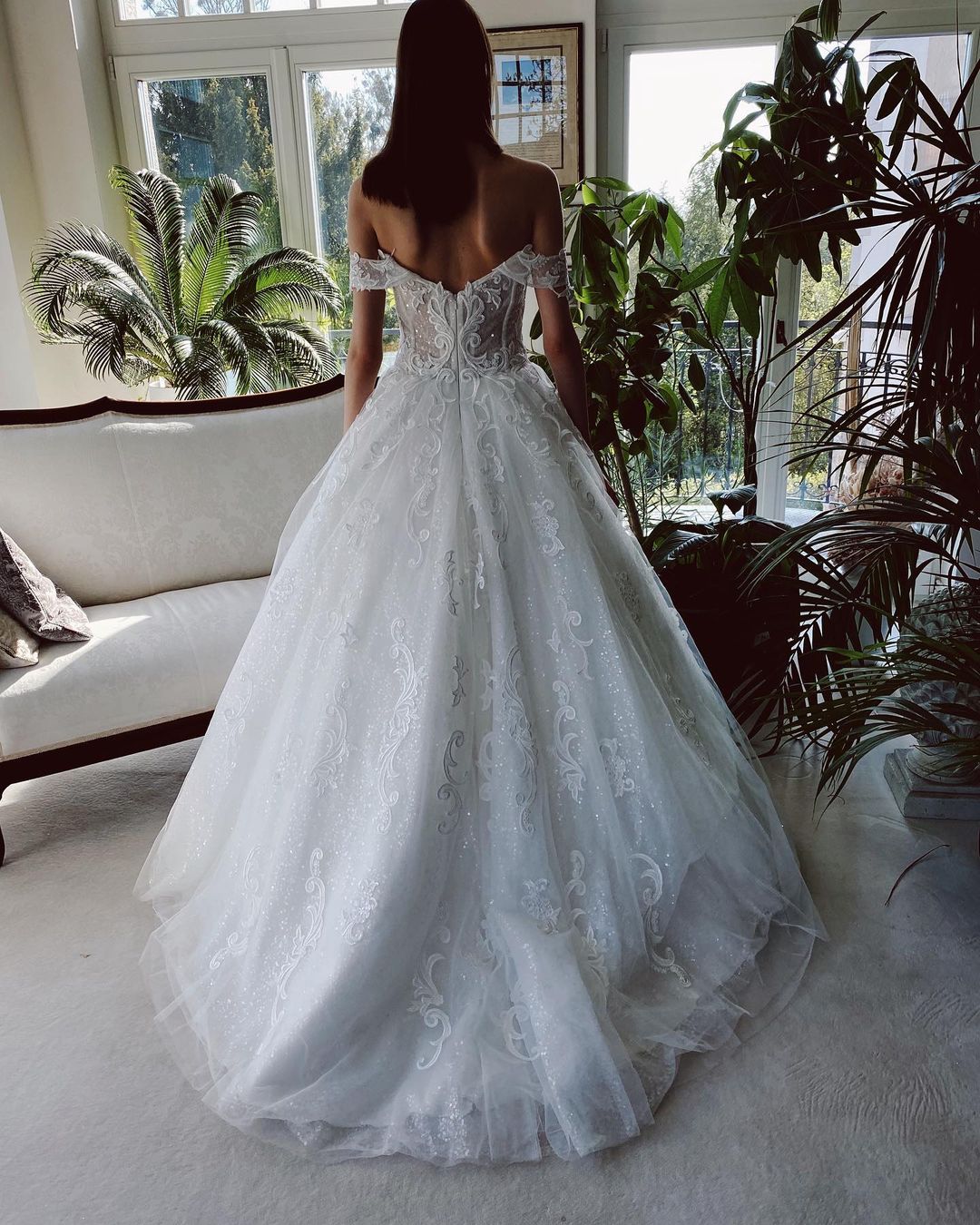 Charming A-Line Tulle Wedding Dress with Off-The-Shoulder