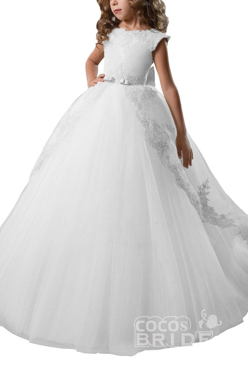 Scoop Neck Flower Girls Dress with Criss-Cross Straps