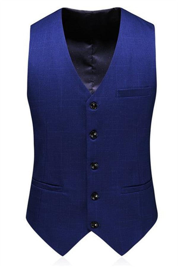 Chic Navy Blue Notched Lapel Wedding Tuxedo Slim Fit