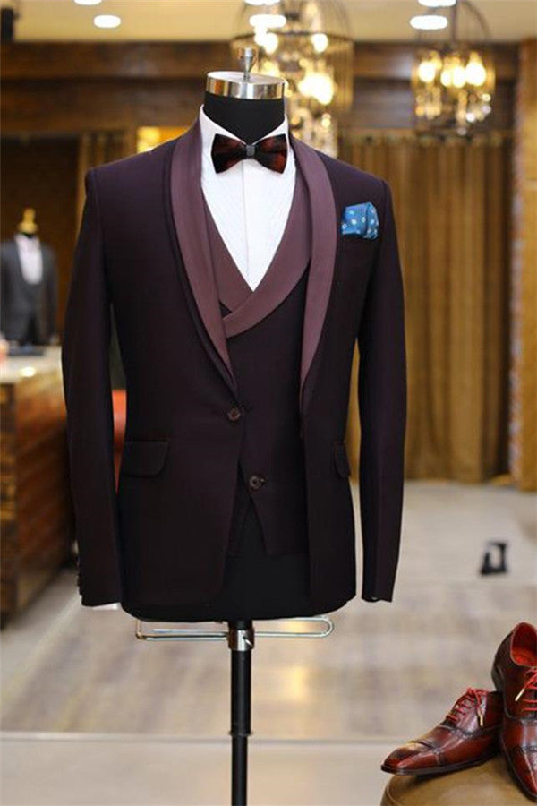 Purple Morning Suit Tuxedo with Shawl Lapel for Weddings