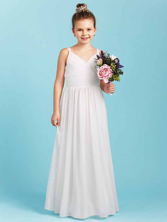 Princess A-Line Spaghetti Strap Chiffon Flower Girl Dress With Sash for Weddings