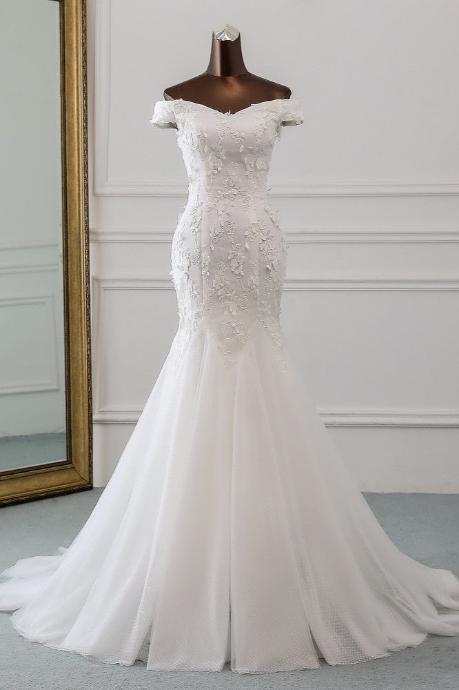Dasida Gorgeous Off-the-shoulder Mermaid Long Wedding Dress with Tulle Lace