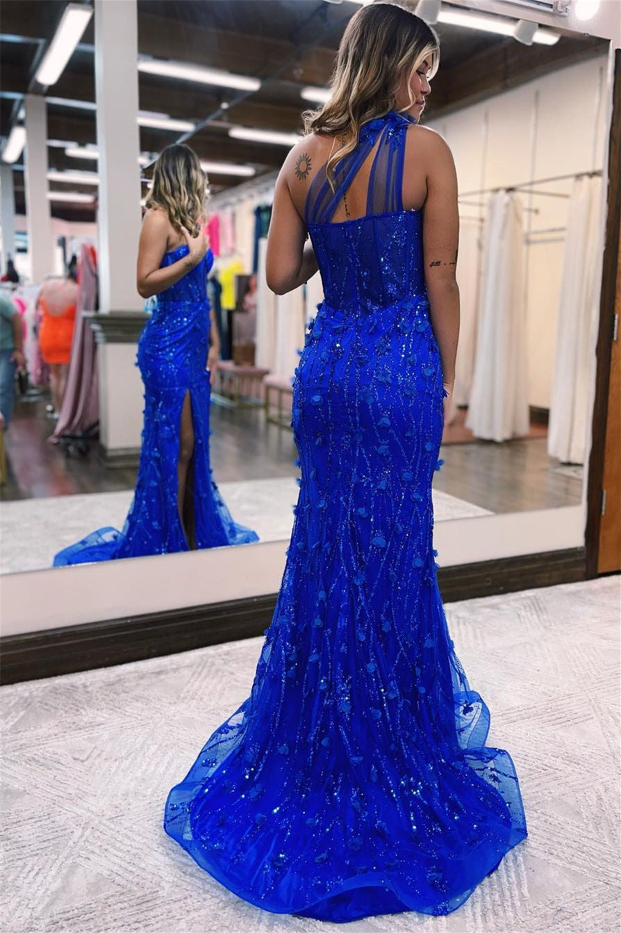 Blue Mermaid One Shoulder Evening Dress - Simple & Stylish