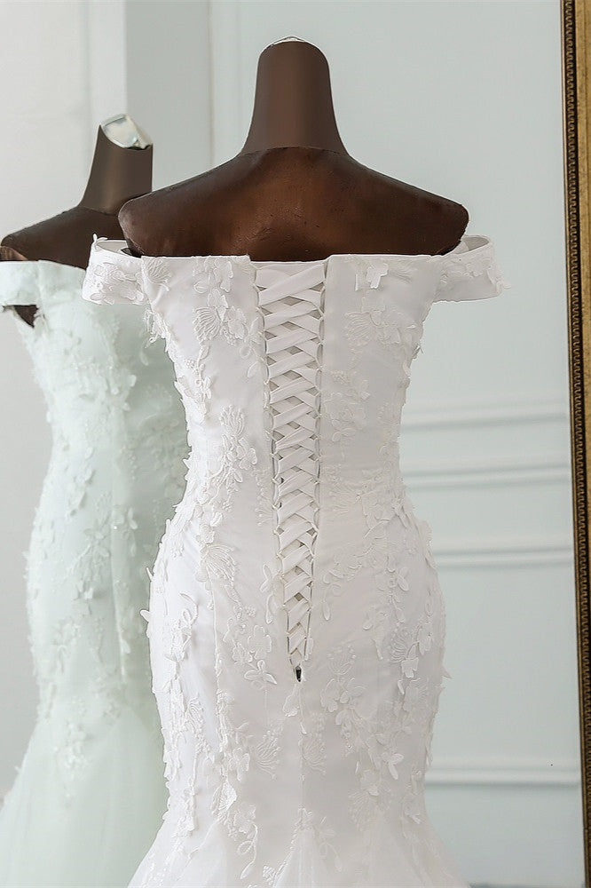 Dasida Gorgeous Off-the-shoulder Mermaid Long Wedding Dress with Tulle Lace