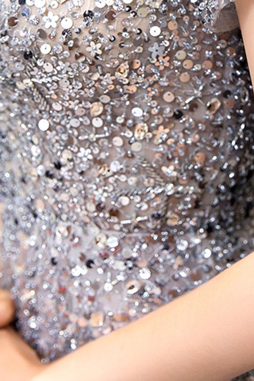 Gorgeous Long Prom Dress With Short Sleeves Sequins - Online